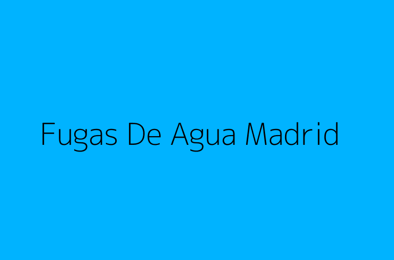 Fugas De Agua Madrid